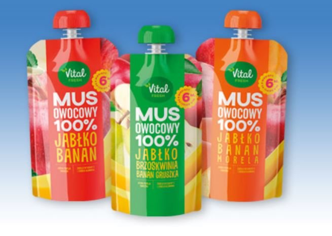 Musy owocowe Fruit & Go z Lidla (2,50 za opakowanie) lub Vital fresh za 2 zł z Biedronki